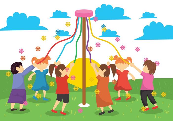 Ilustración Maypole niños vector