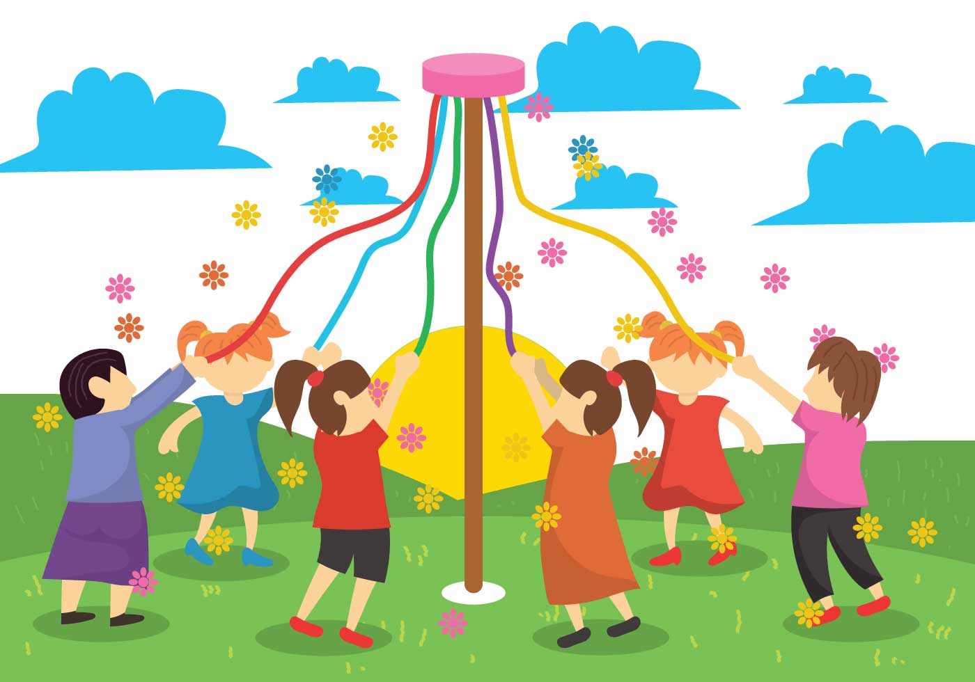 Maypole Children Illustration 144466 - Download Free Vectors, Clipart