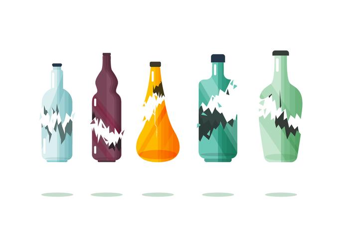 Colección de artículos botella rota vector