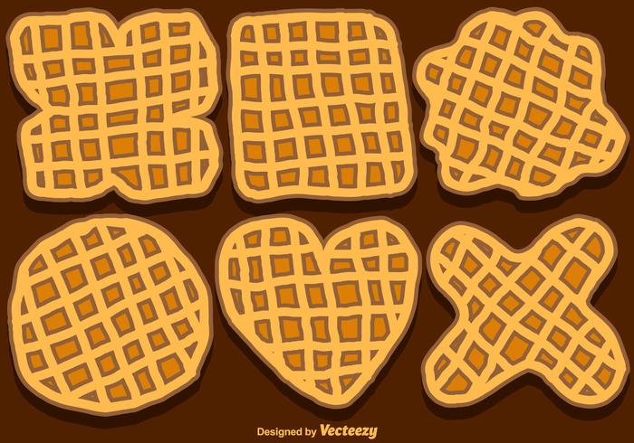 Vector Set Of Hand-Drawn Belgium Waffles