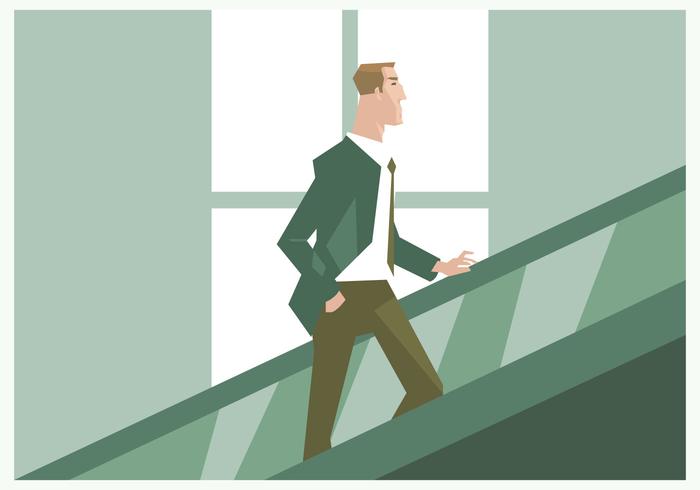 A Businessman in The Escalator Vector