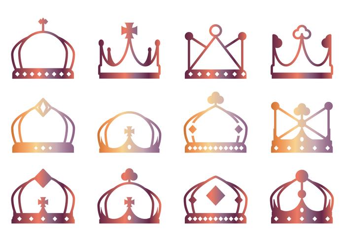 Lineart Crown Icons vector