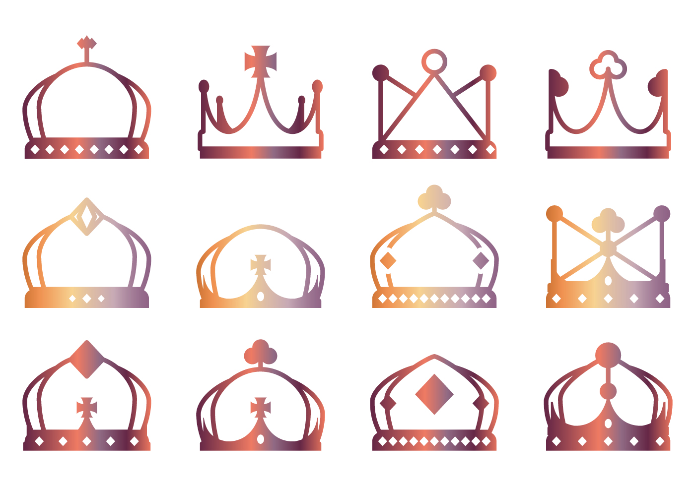 Lineart Crown Icons 144598 Vector Art at Vecteezy