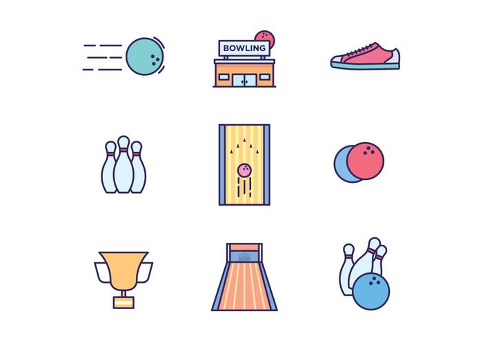 Bowling Icons on White Background vector