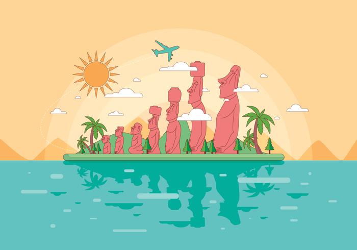 Easter Island Landscape Vector