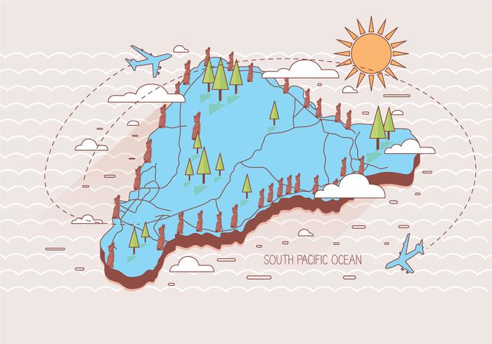 Isla de Pascua mapa vectorial vector