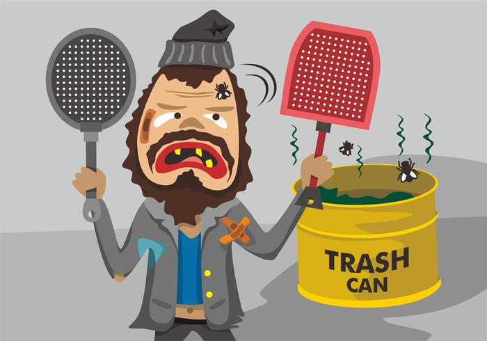 Grungy Guy with Fly Swatter Vector Design