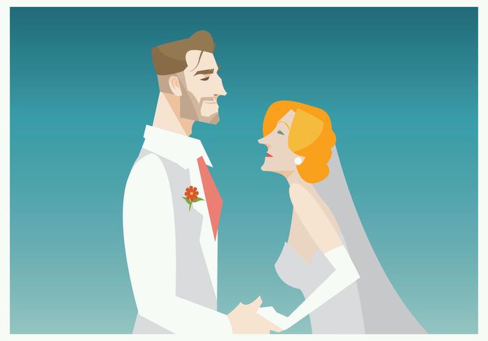 Smiling Groom And Bride Vector