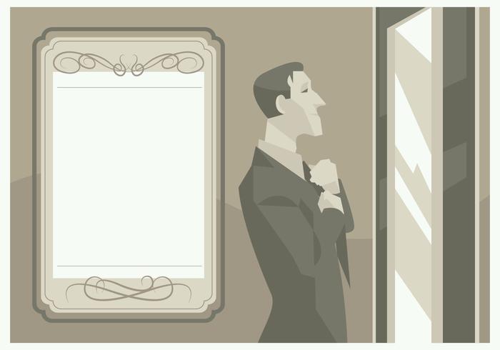 A Groom In Front of a Mirror Vector