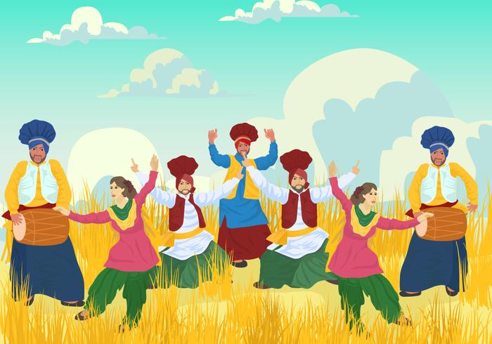 Bhangra bailarines vectoriales vector