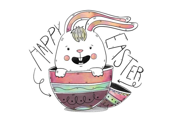 Cute Bunny Inside Eggs With Lettering Easter Day vector