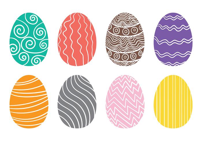 Drawn Easter Egg Icons Vector