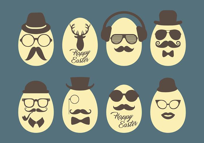Hipster de Pascua de vectores iconos