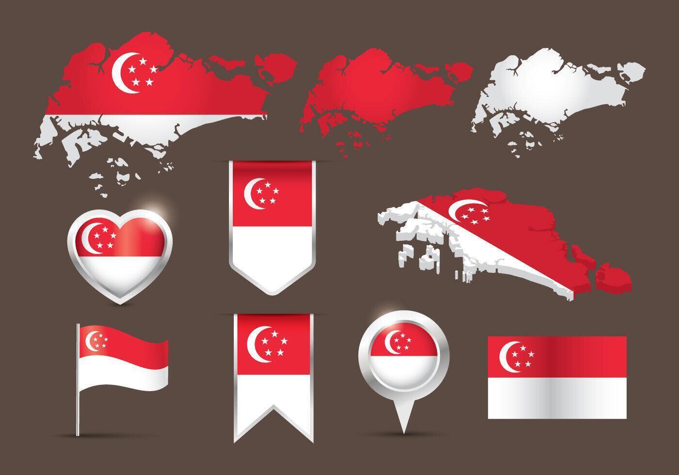 Flag Singapore Map Vector