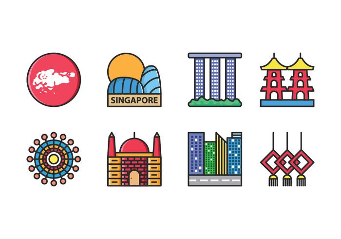Singapore Icon Vector Set