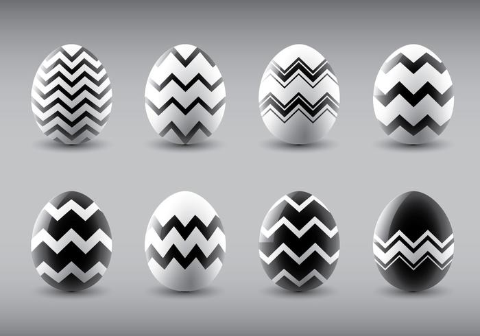 Blanco y negro vector huevos de Pascua