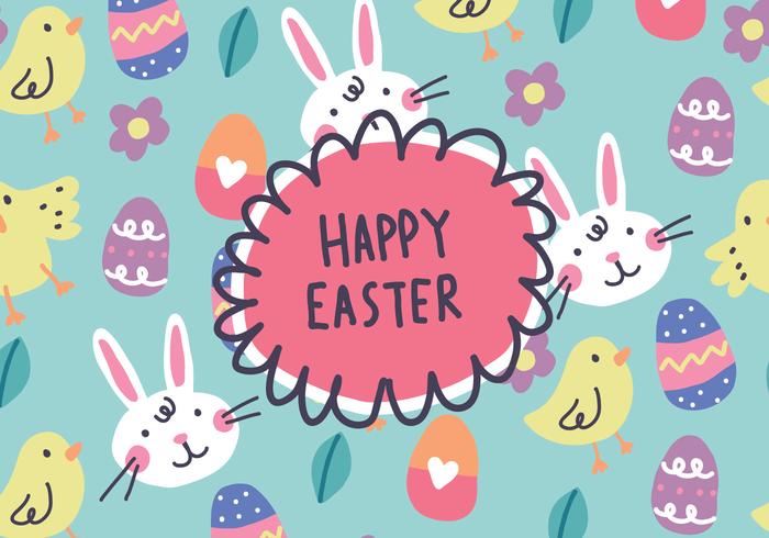 Hand Drawn Happy Easter Background Vector