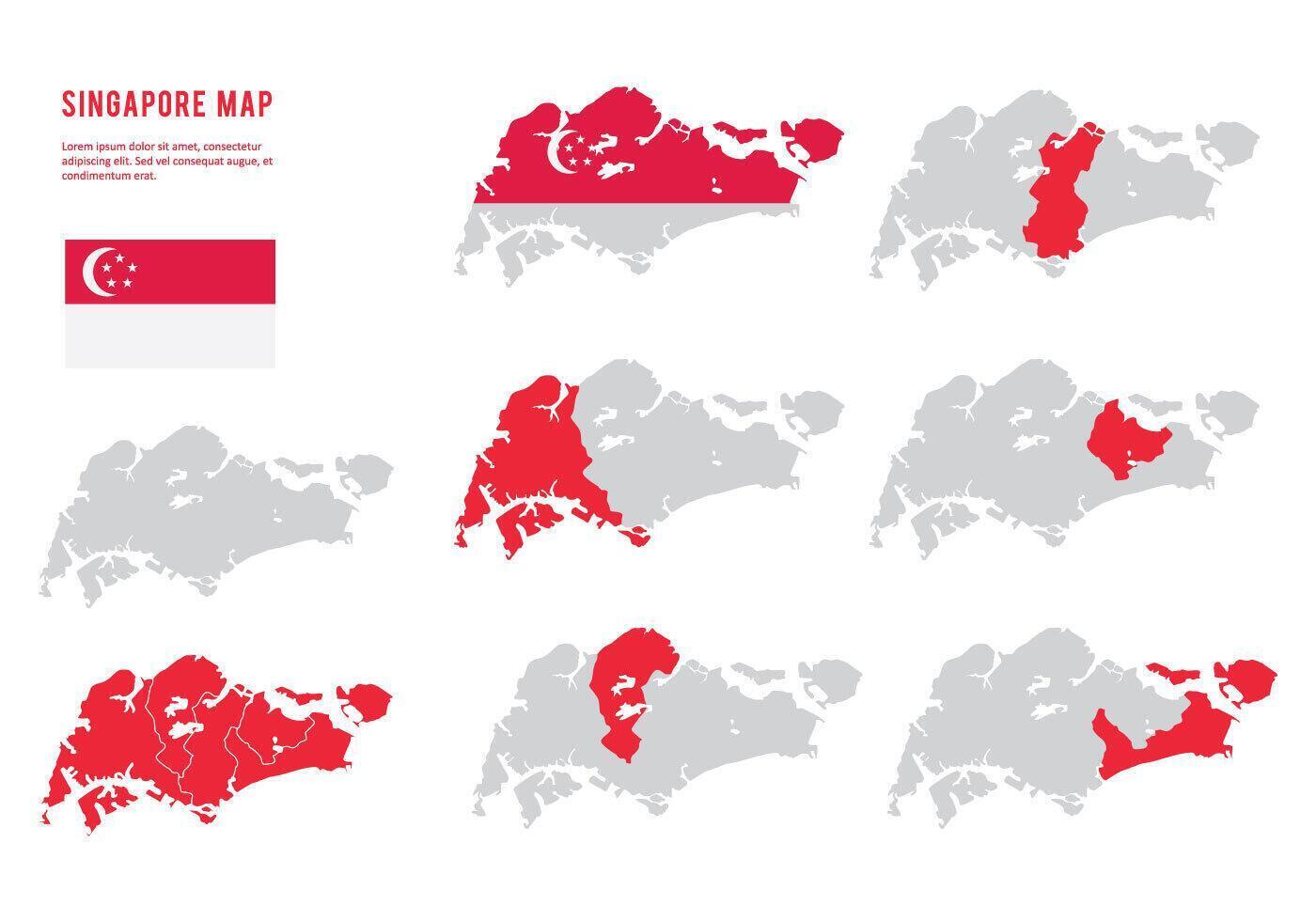 Singapur Mapa Colección vector