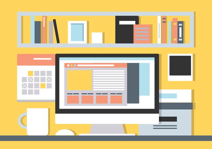 Free Flat Workspace Vector Background Free Flat Workspace Vector Background