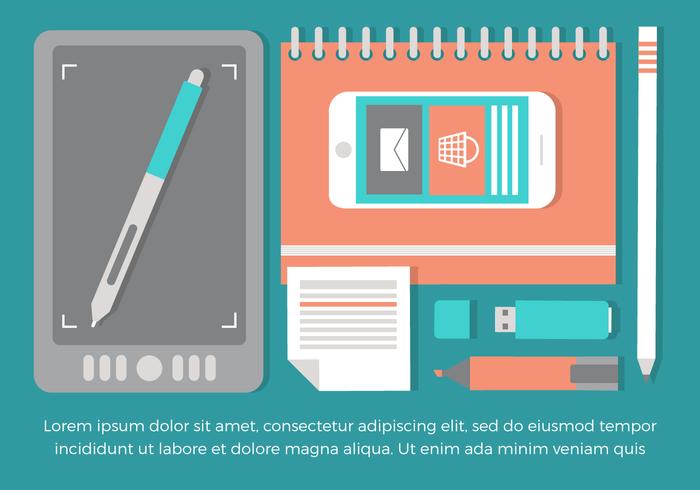 Free Flat Workspace Vector Background Free Flat Workspace Vector Background