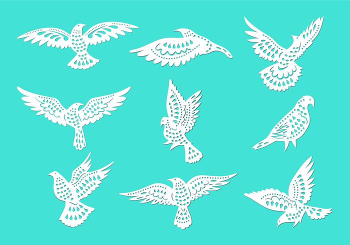 Dove or Paloma Peace Symbols Paper Cut Style Vectors