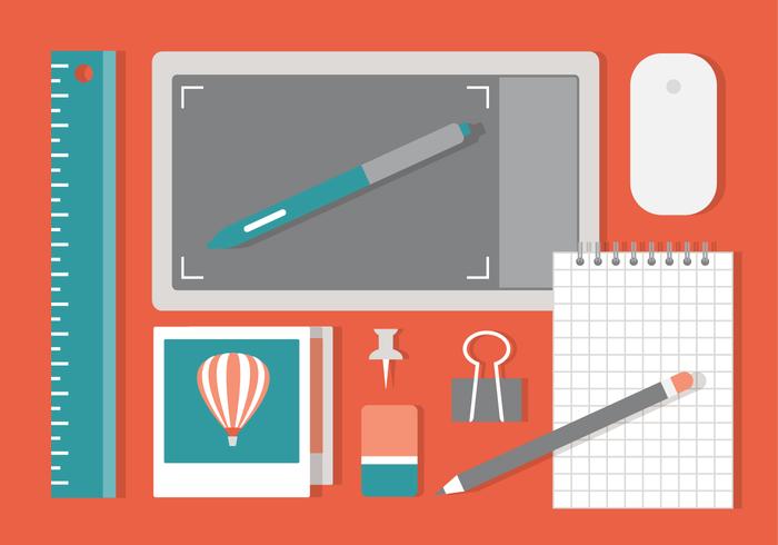 Free Flat Workspace Vector Background Free Flat Workspace Vector Background