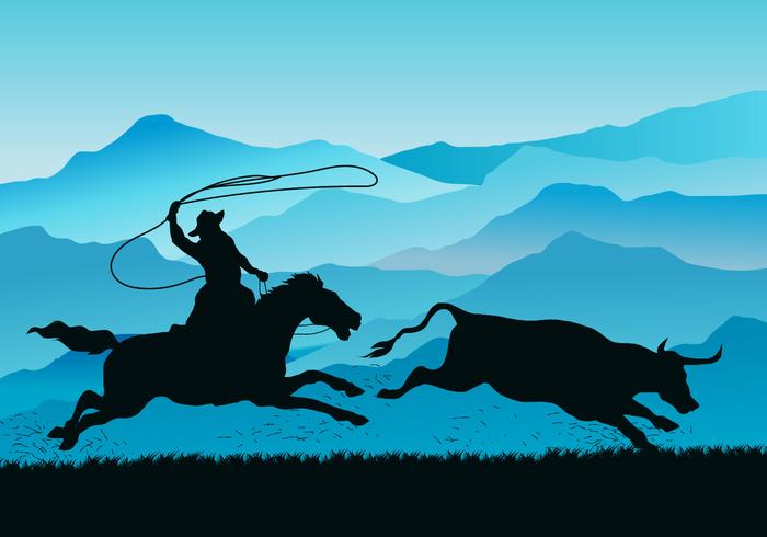Gaucho Pursuing Wild Cow Vector