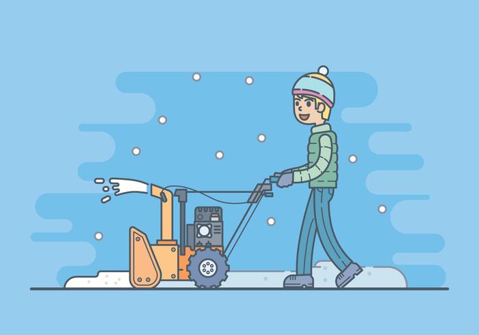 Boy With A Snow Blower Illustration vector