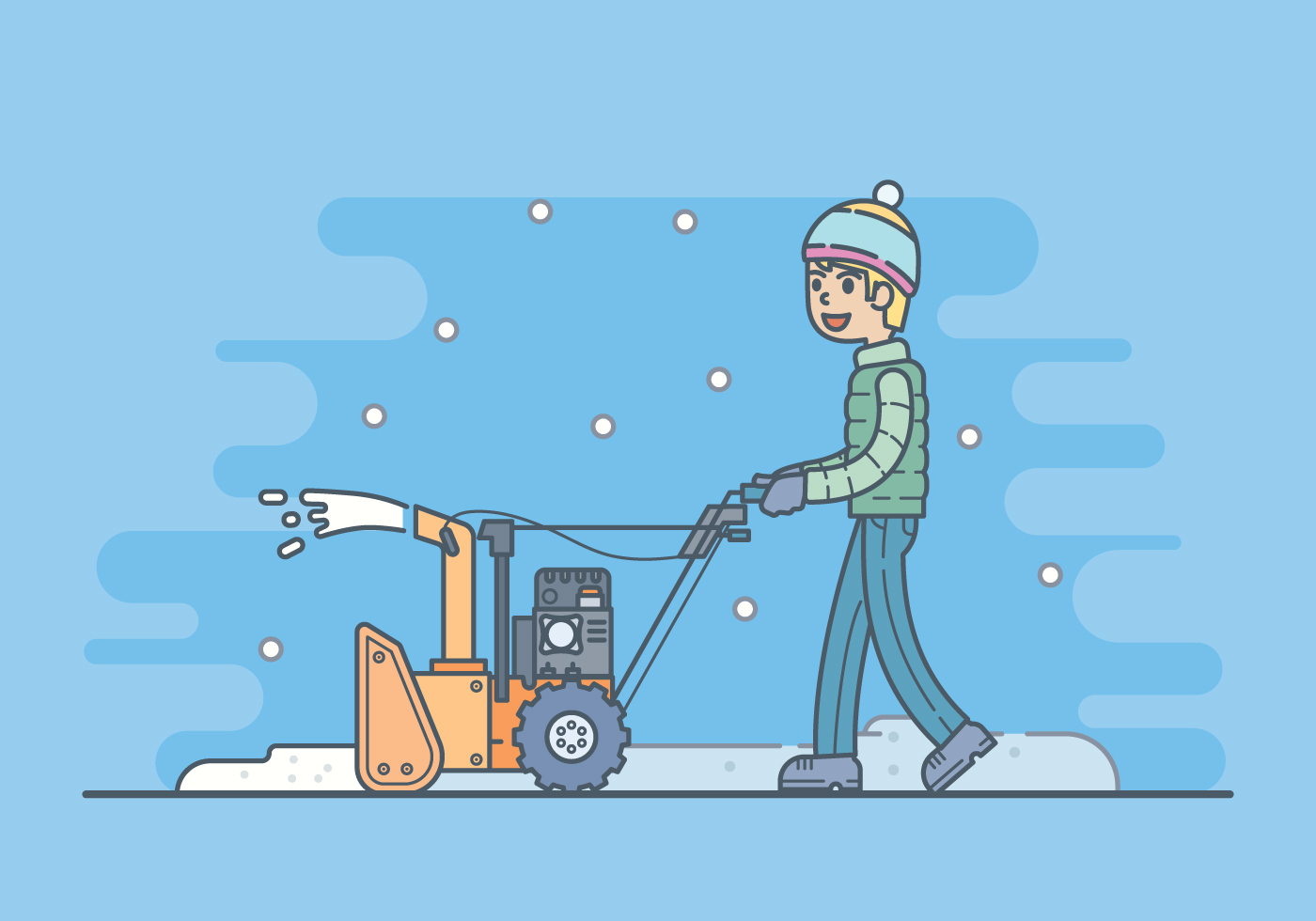 Download Boy With A Snow Blower Illustration - Download Free ...