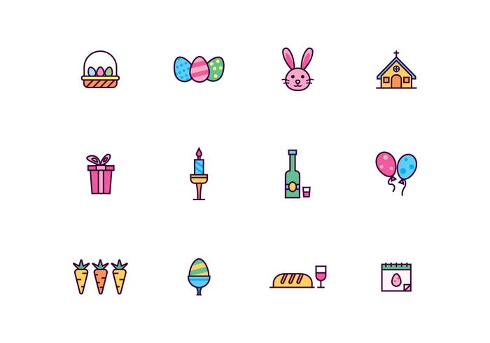 Outlined Easter and Holy Week Vector Icon set