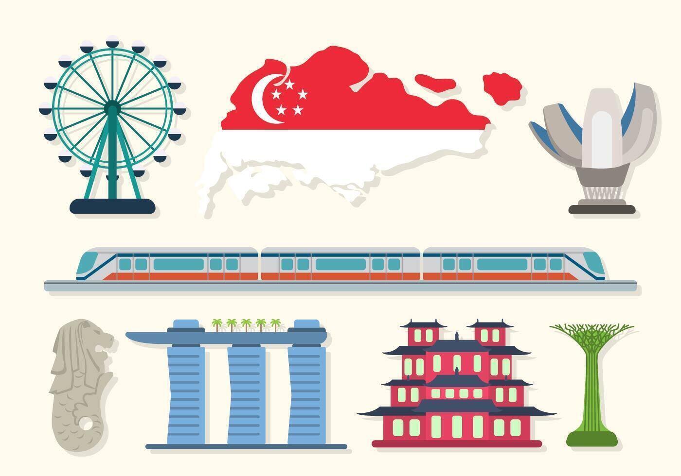 Flat Singapore Vectors