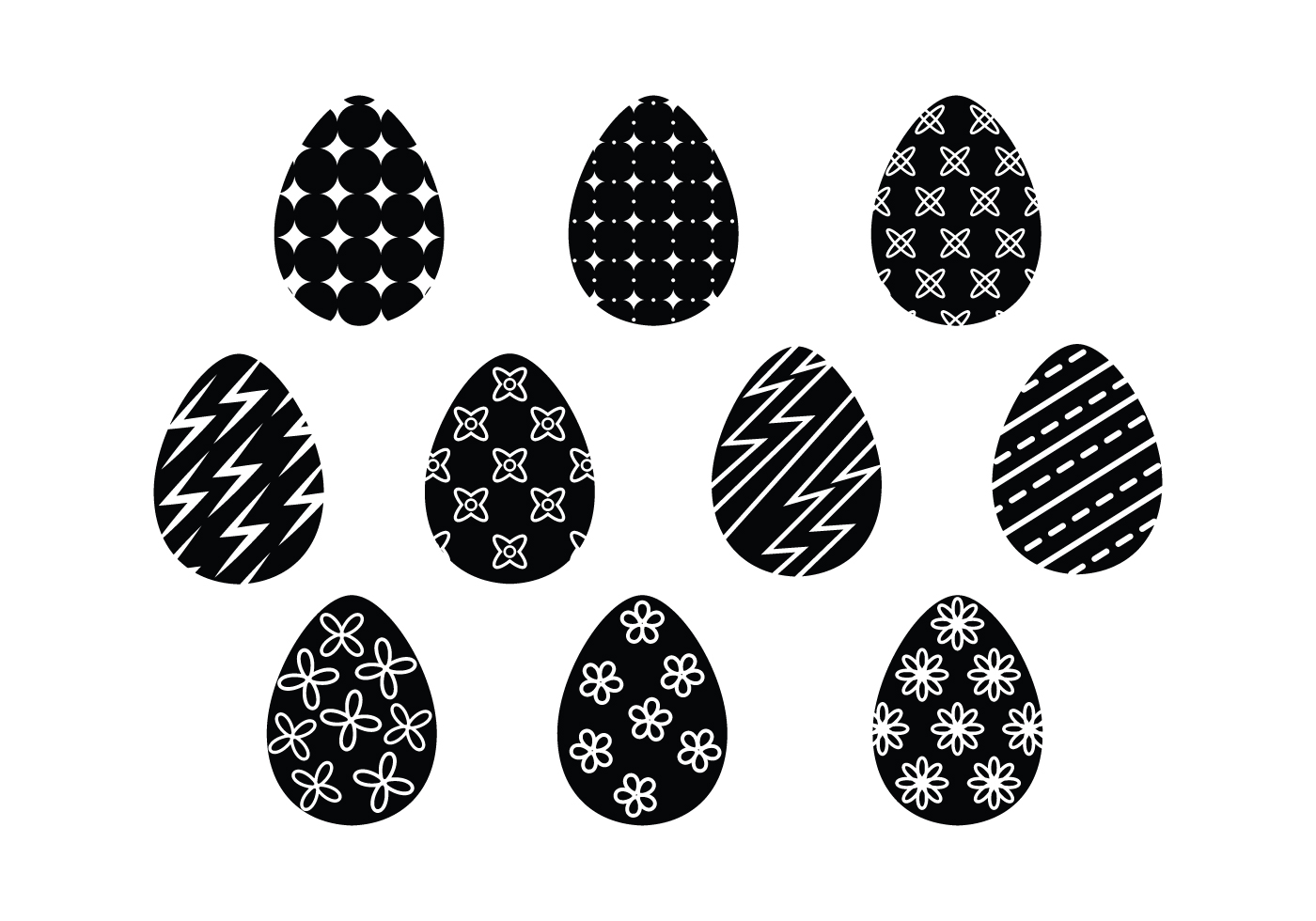 Download Free Easter Eggs Silhouette Vector - Download Free Vectors ...