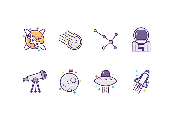 Conjunto de iconos de astronomía vectorial vector