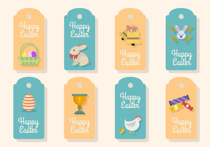 Flat Easter Gift Tag Vectors