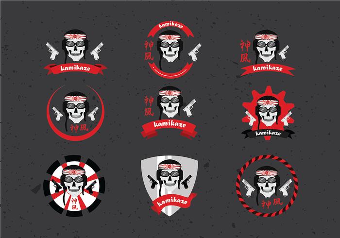 Kamikaze Badge Set Vector libre