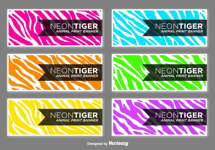 Vector Colorful Zebra Stripes Banners Set - Presentation Cards