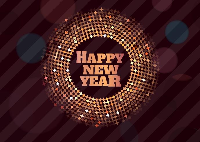 Disco Happy New Year Golden Vector Background