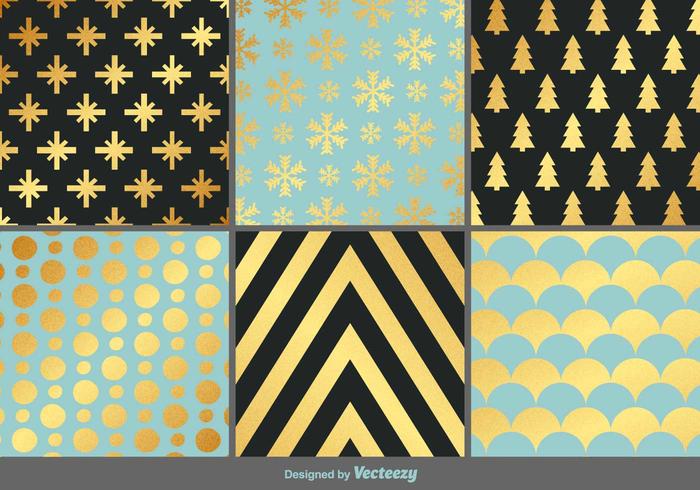 Elegant Gold Christmas Vector Patterns