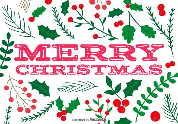 Holly Merry Christmas Vector Background