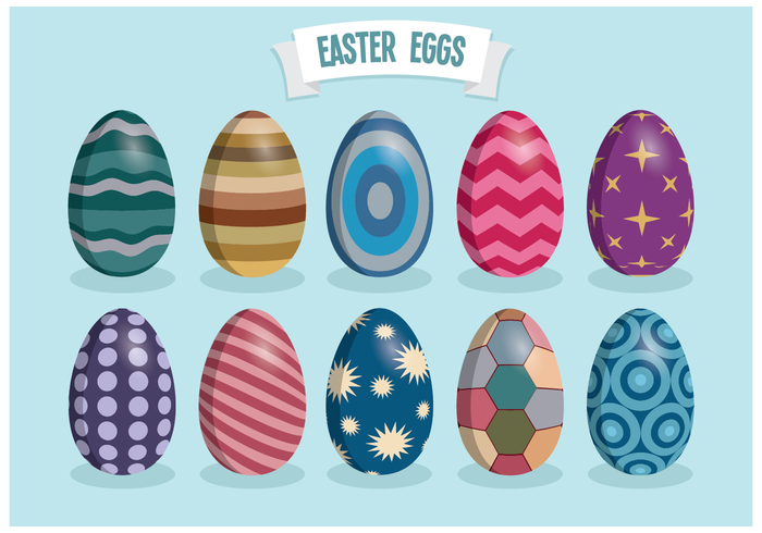 Retro Colorful Easter Eggs Vectors