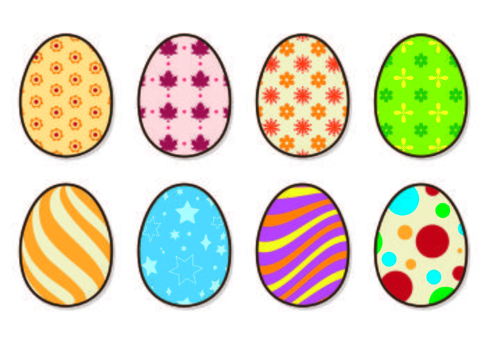 Icons Of Easter Eggs vector