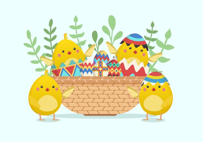 Ilustración linda del polluelo de Pascua del vector