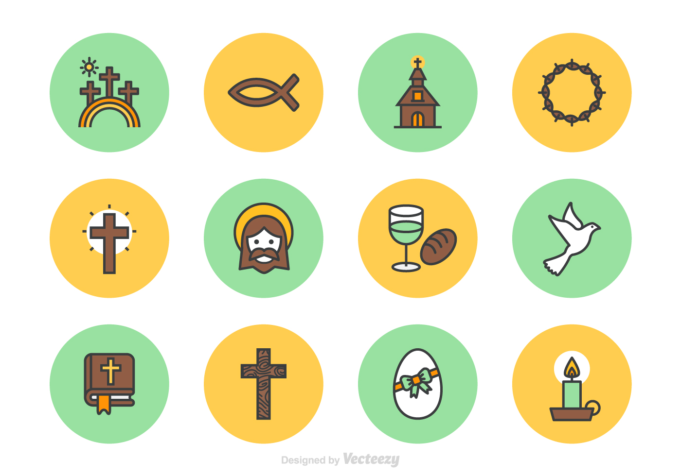 Good Friday And Easter Vector Line Icons - Download Free ...