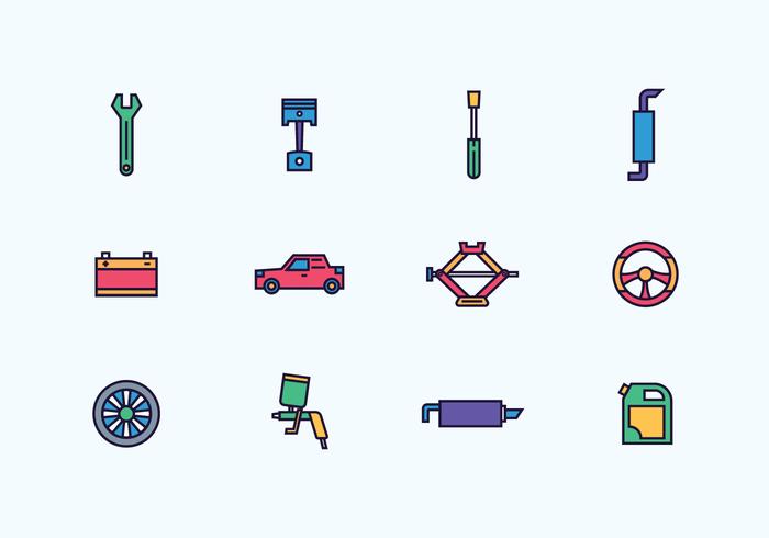 Pack de iconos de automóviles de reparación vector