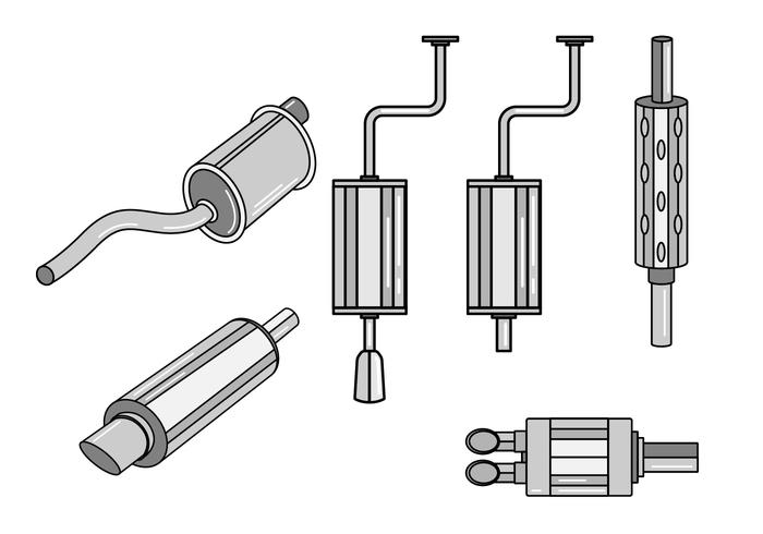 Silenciador de coches Vector Set