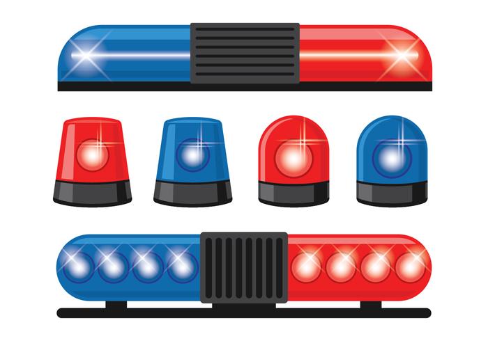 Policía Luces Vector de conjunto de iconos