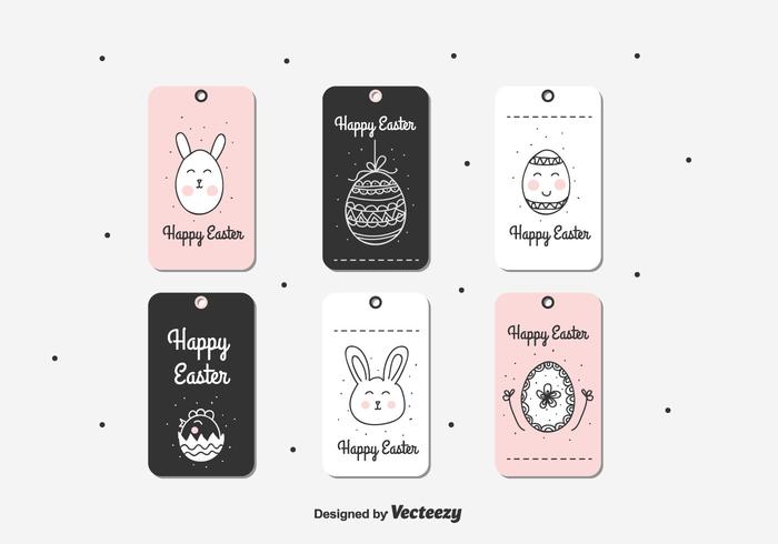 Doodle Easter Gift Tag vector