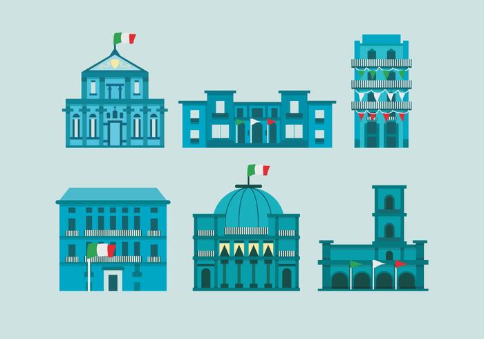Naples City Italian Historical Building Vector Illustration