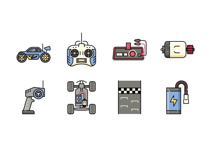 Juguetes de control remoto iconos vector