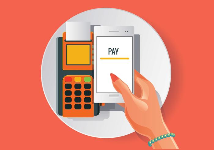 Orange NFC Payment Vector in Realistic Style